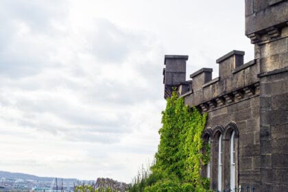 Part of the wall of the Castle in Edinburgh, Scotland